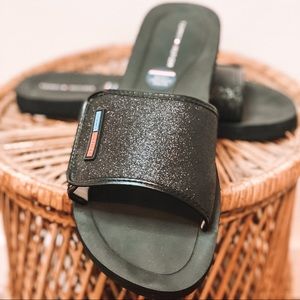 Tommy Hilfiger glitter slides